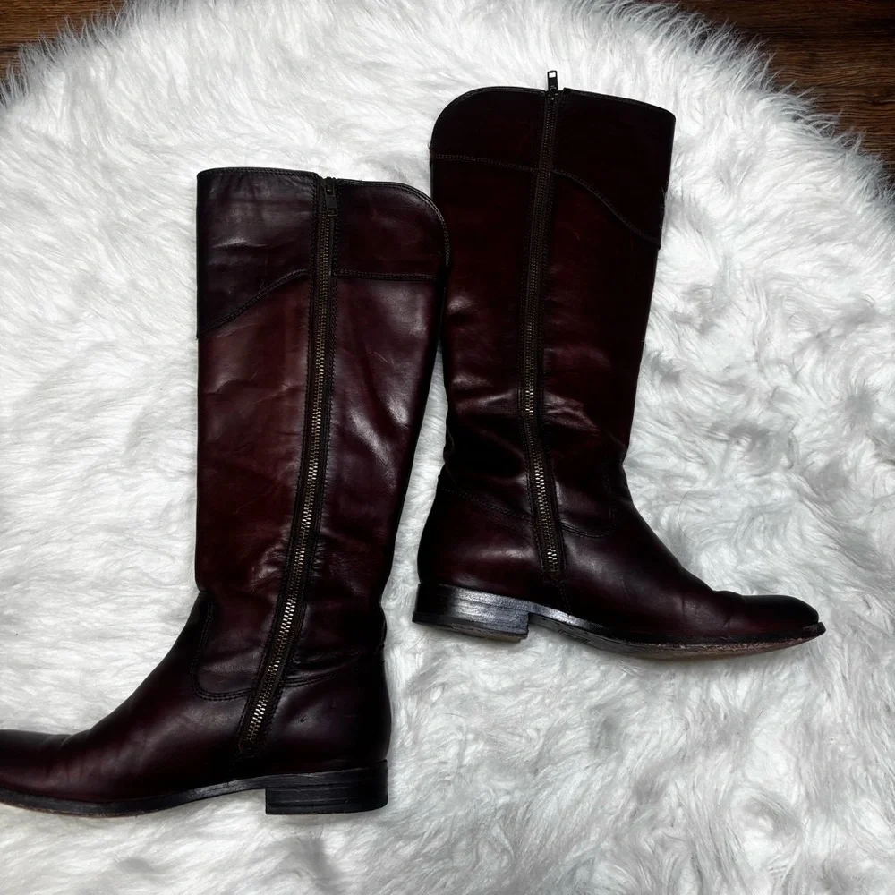 Frye “Melissa Tab” Tall Riding Boots in Cognac/Redwood size Women’s 7.5